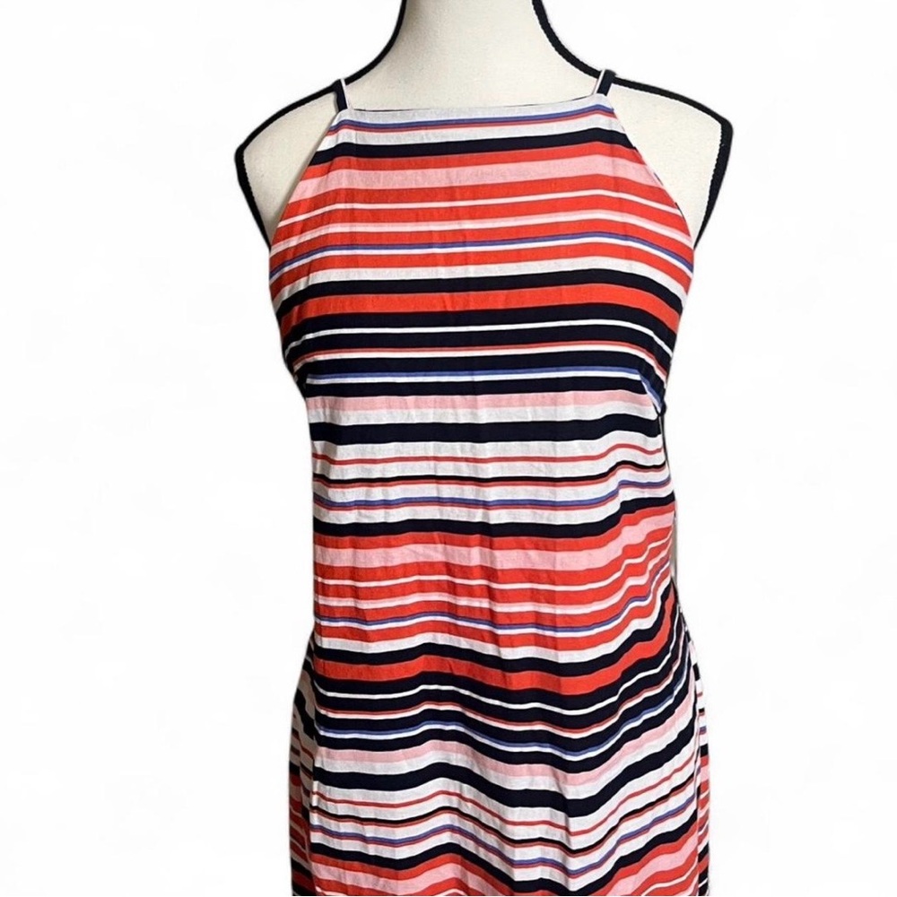 Tommy Hilfiger Dress Sz 14 Striped Halter Neck Americana Linen Blend - Picture 3 of 7